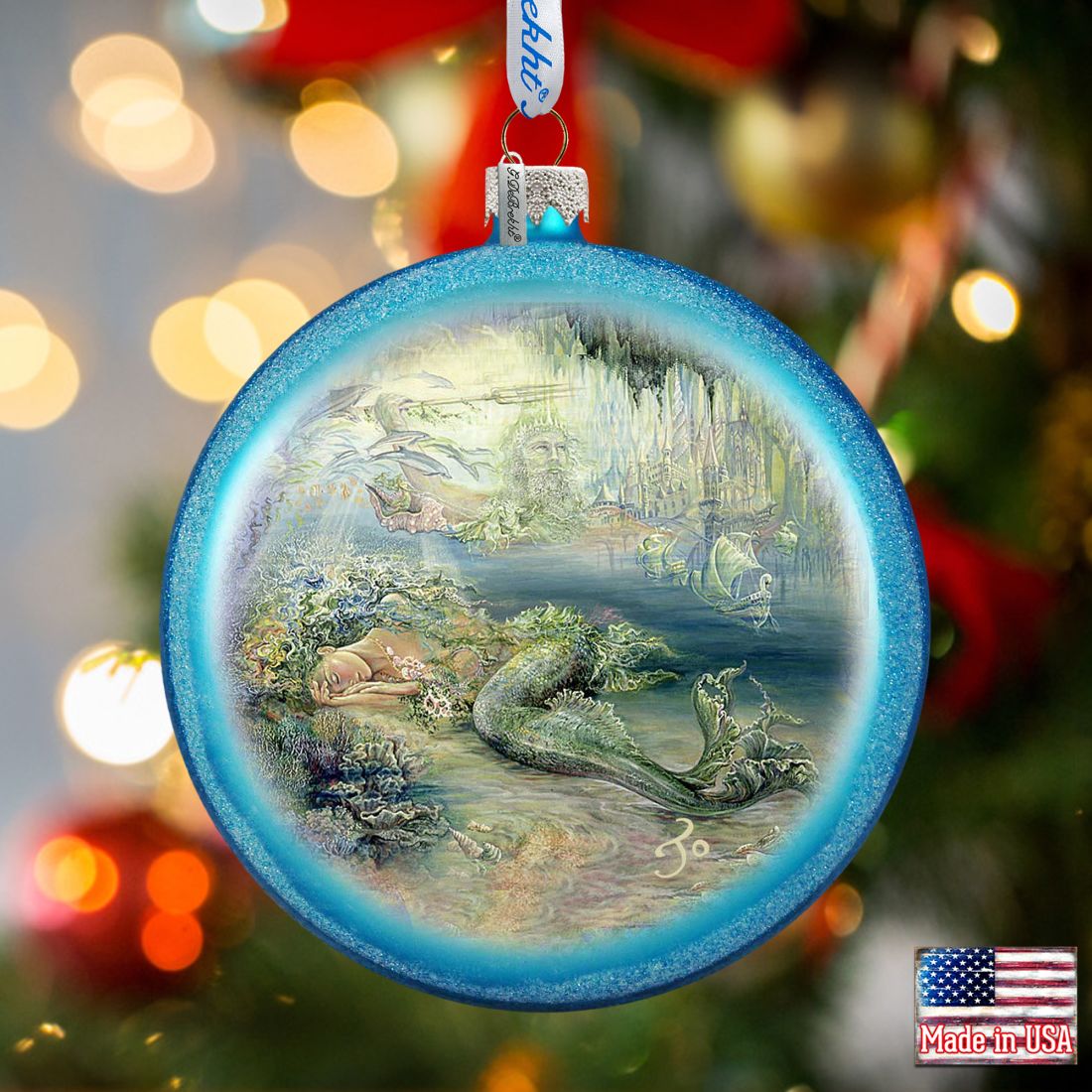 Mer Angel Glass Ornament by Josephine Wall - Coastal Sea-Life Decor - 744-411-JW