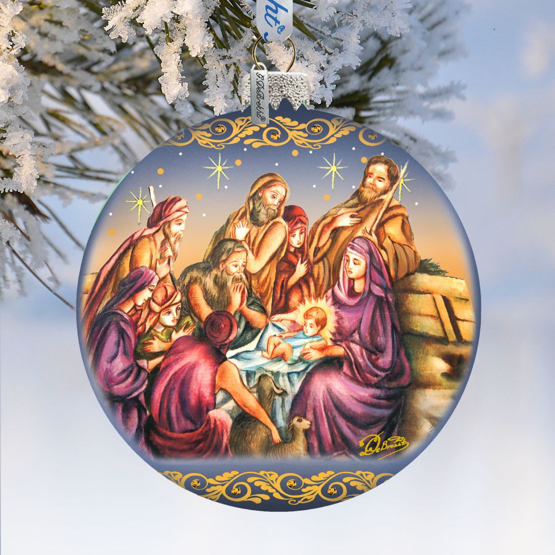 Nostalgic Family Nativity Glass Ornament Limited Edition by G. DeBrekht - Nativity Holiday Decor - 73881