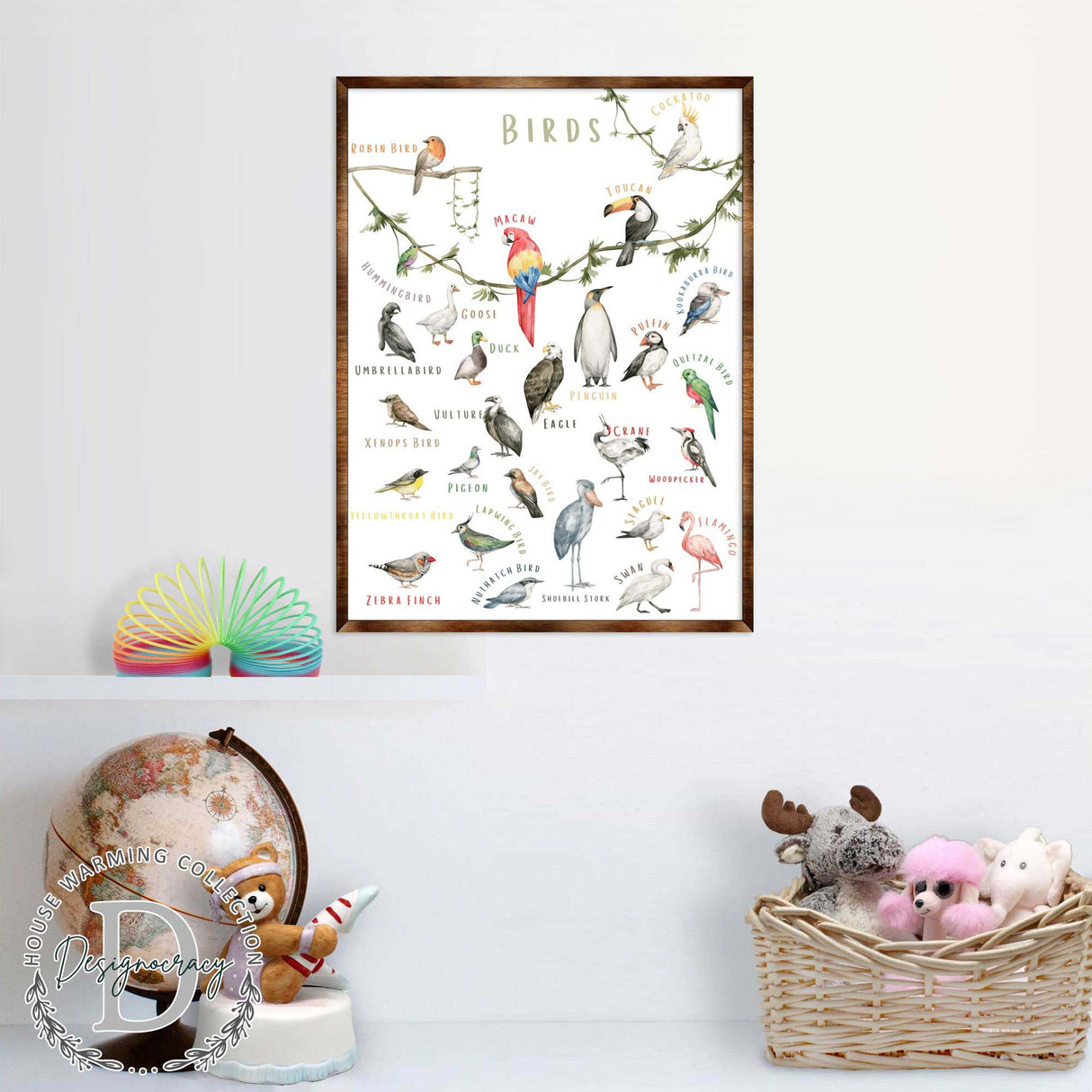 Nature Birds Wooden Wall Decor - Kids room decor - First day of school gift - ABC 123 Kids - Homeschool I Educational Poster - Art for kids - Alphabet - Classroom Decor - 310214
