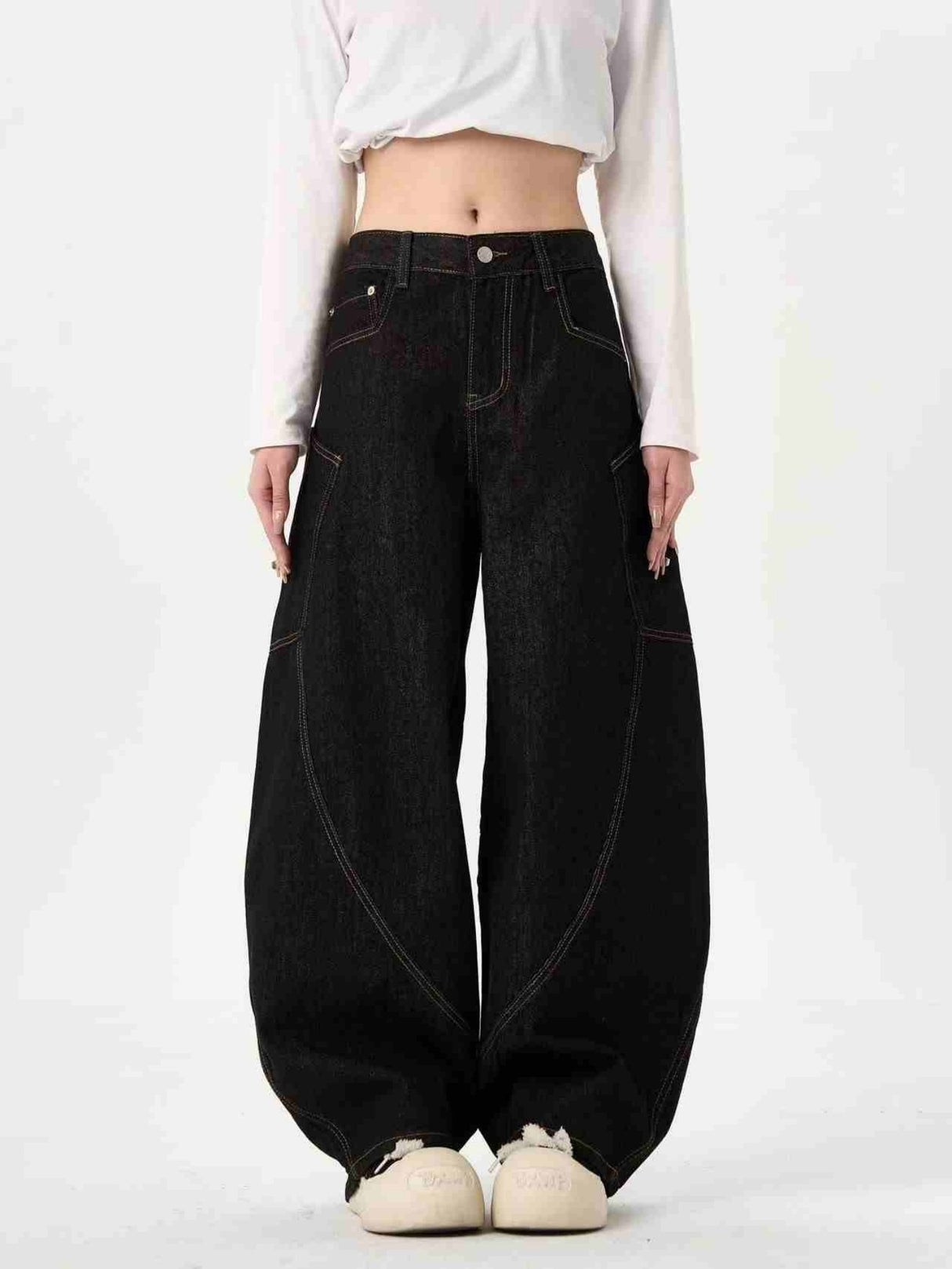 Black Jeans With Wide Legs For Men And Women - Lootquake