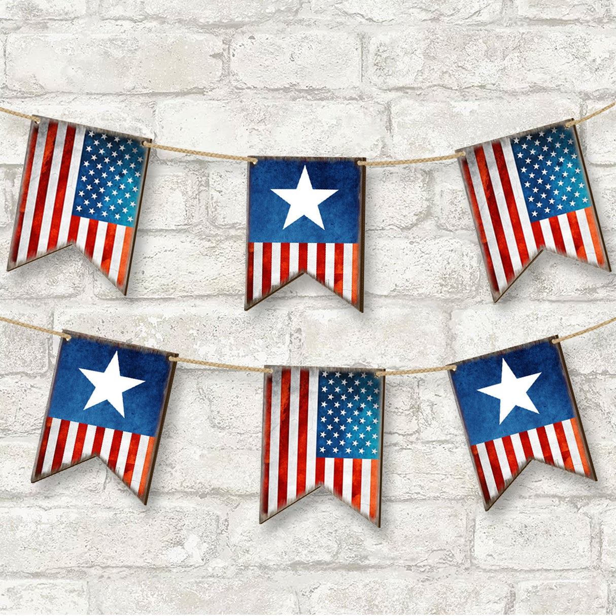 Bloque de pared con guirnalda de la bandera patriótica estadounidense - Decoración patriótica estadounidense - 8185302-2GR-S6