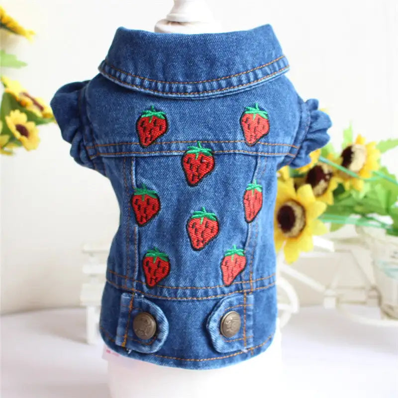 Designer Dog Clothes Small Dog Denim Jacket Coat Cat Costume Puppy Jeans Vest Spring Clothing - Lootquake