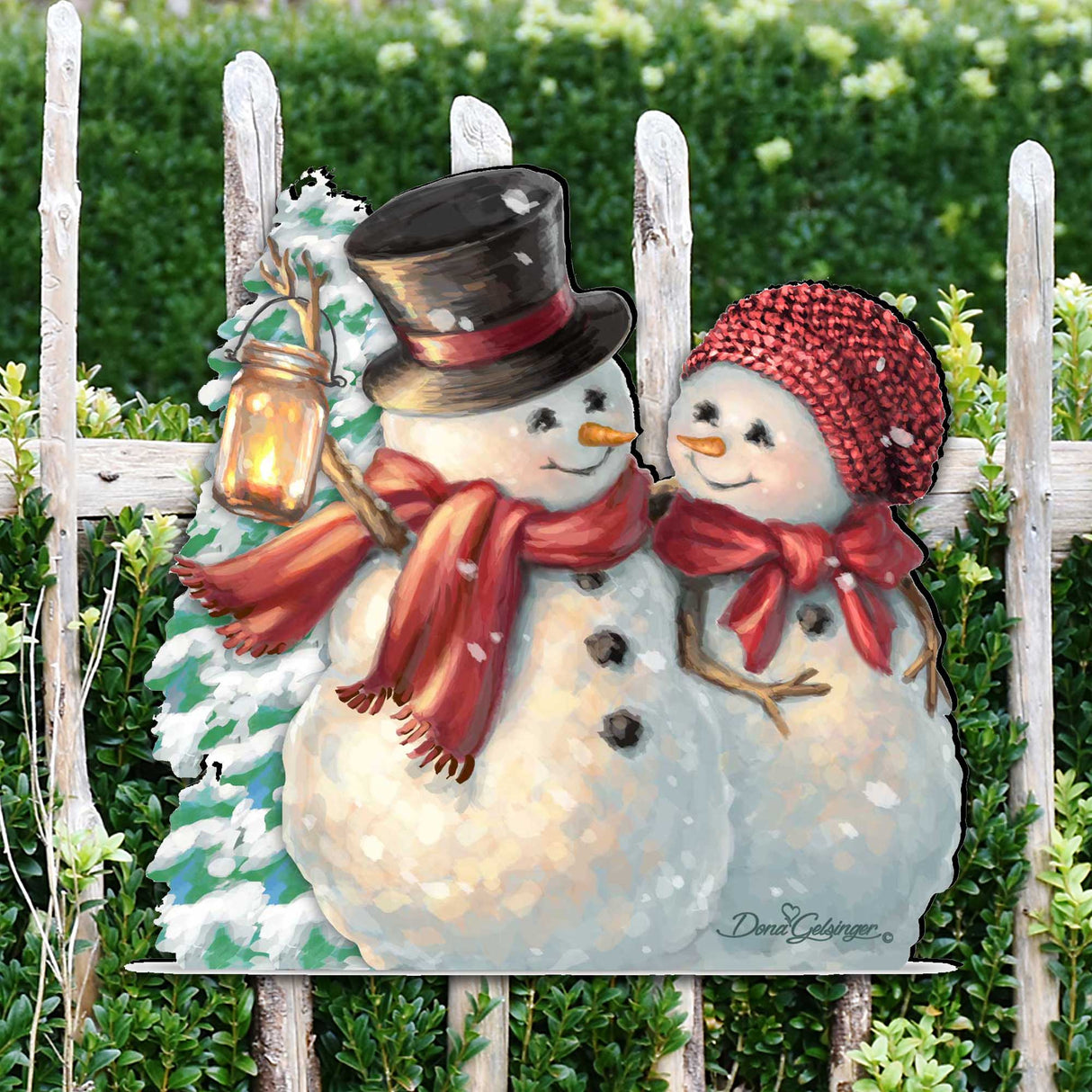 Decoración navideña para puerta "Mucho amor por la nieve" de D. Gelsinger - Decoración navideña de Papá Noel y muñeco de nieve - 8461011H-1708