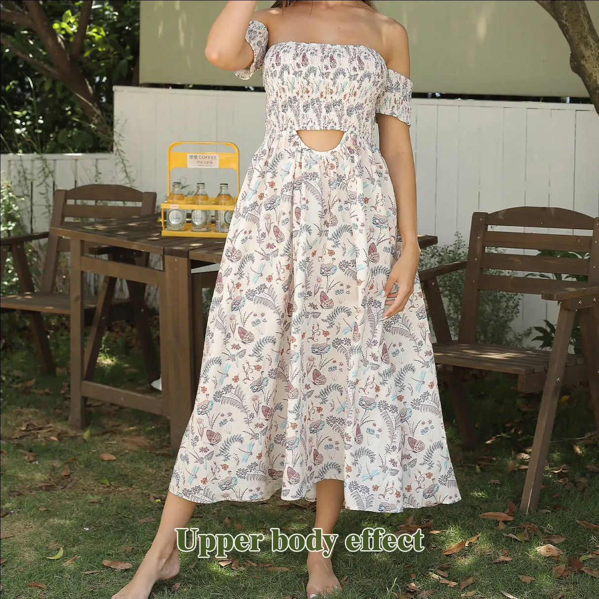 Women's Off Shoulder Strapless Floral Dress - Lootquake