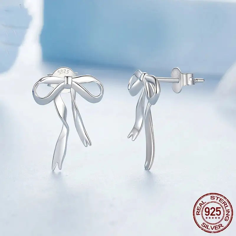 Elegant Ribbon Bow Stud Earrings Women - Lootquake