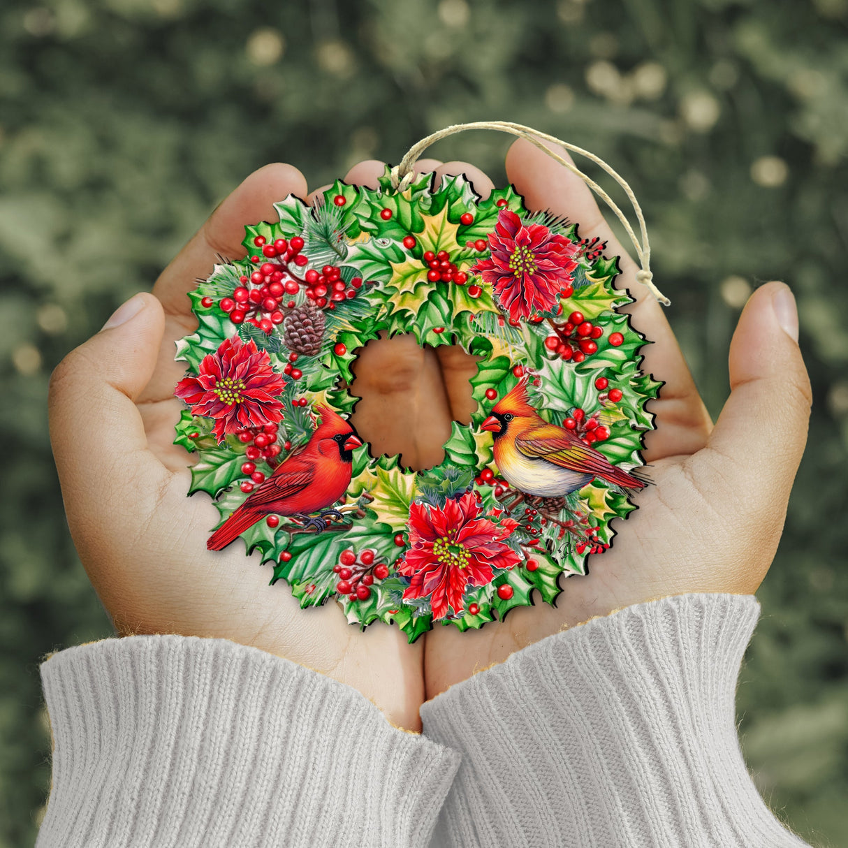 Adornos de madera con guirnalda de cardenal navideño de G. Debrekht - 8611070