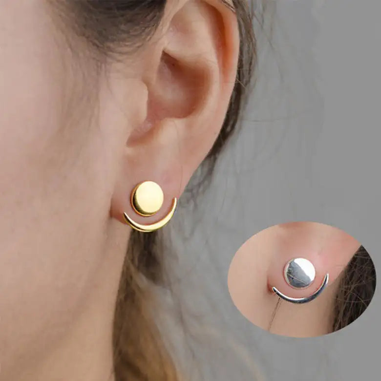 Creative Star And Moon Ear Studs Female Geometric Shape - Lootquake