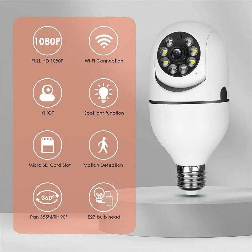 IR E27 Light Bulb Camera 1080P HD Wireless Wifi Smart Home Security Camera - Lootquake