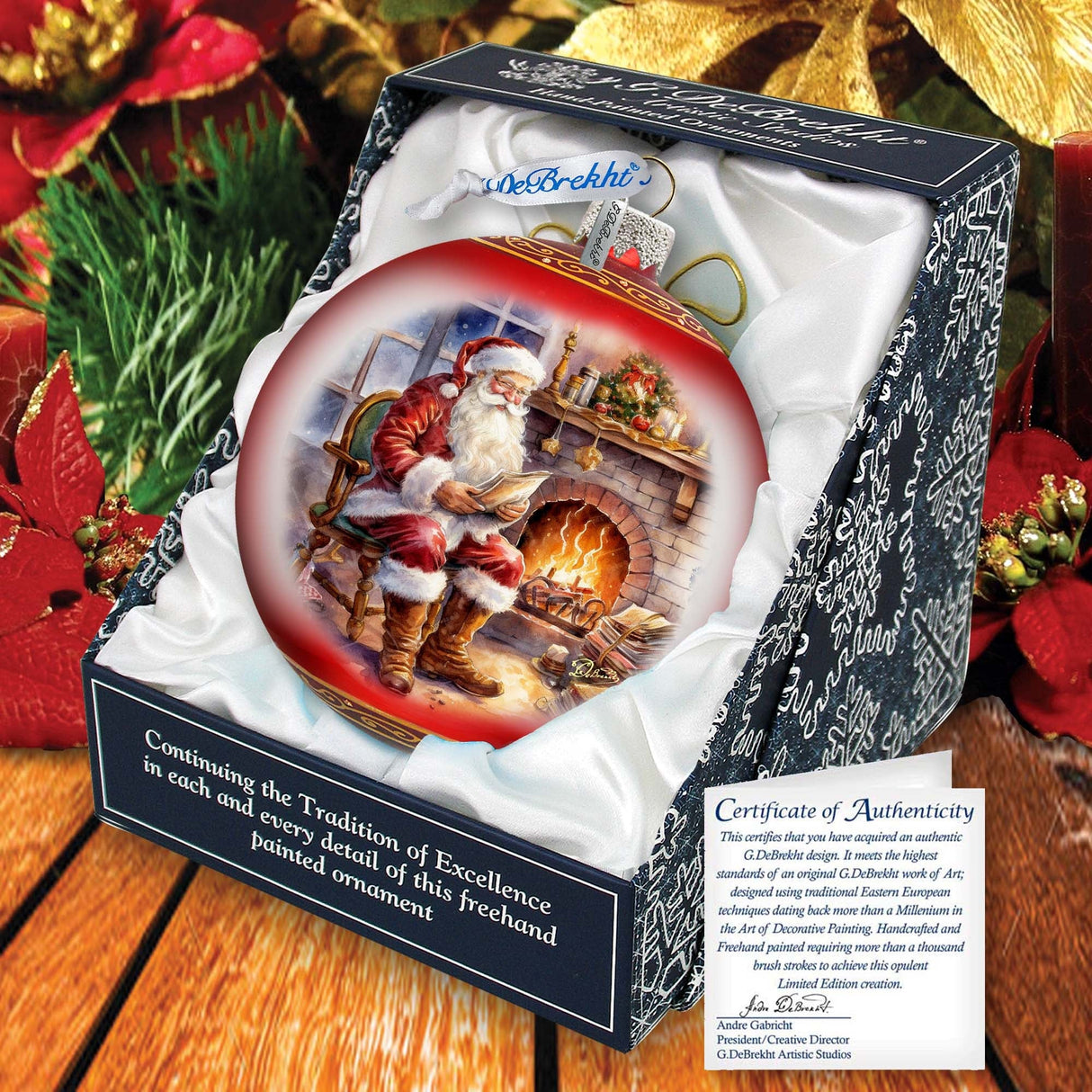 Adorno de cristal grande St. Nicks Nook de G.Debrekht - Decoración navideña de Papá Noel y muñeco de nieve - 73960