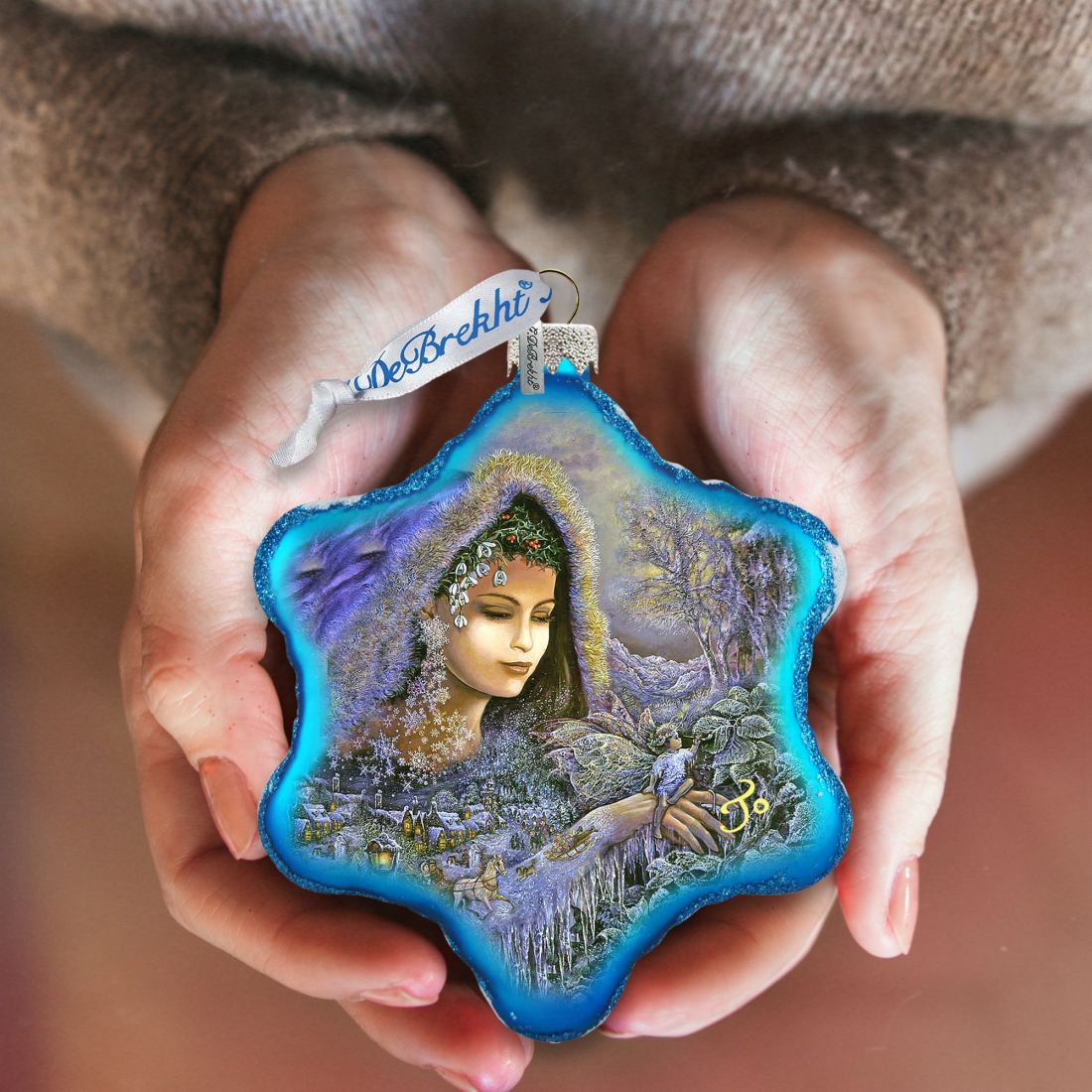 Winter Goddess Glass Ornament by Josephine Wall - Christmas Decor - 754-401-JW