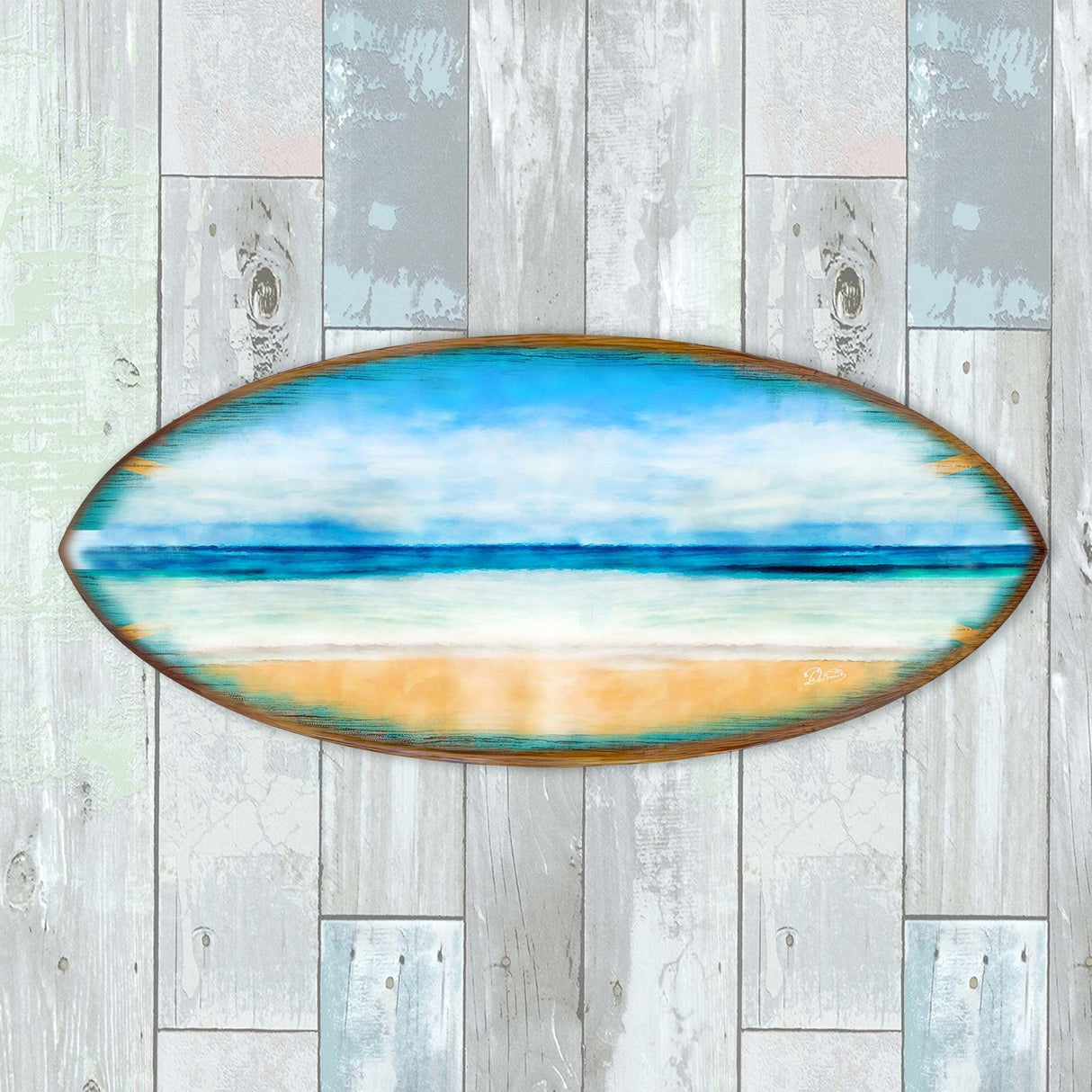 Ocean View Surfboard Coastal Wall Art by G. DeBrekht - Coastal Holiday Decor - 8490130HS