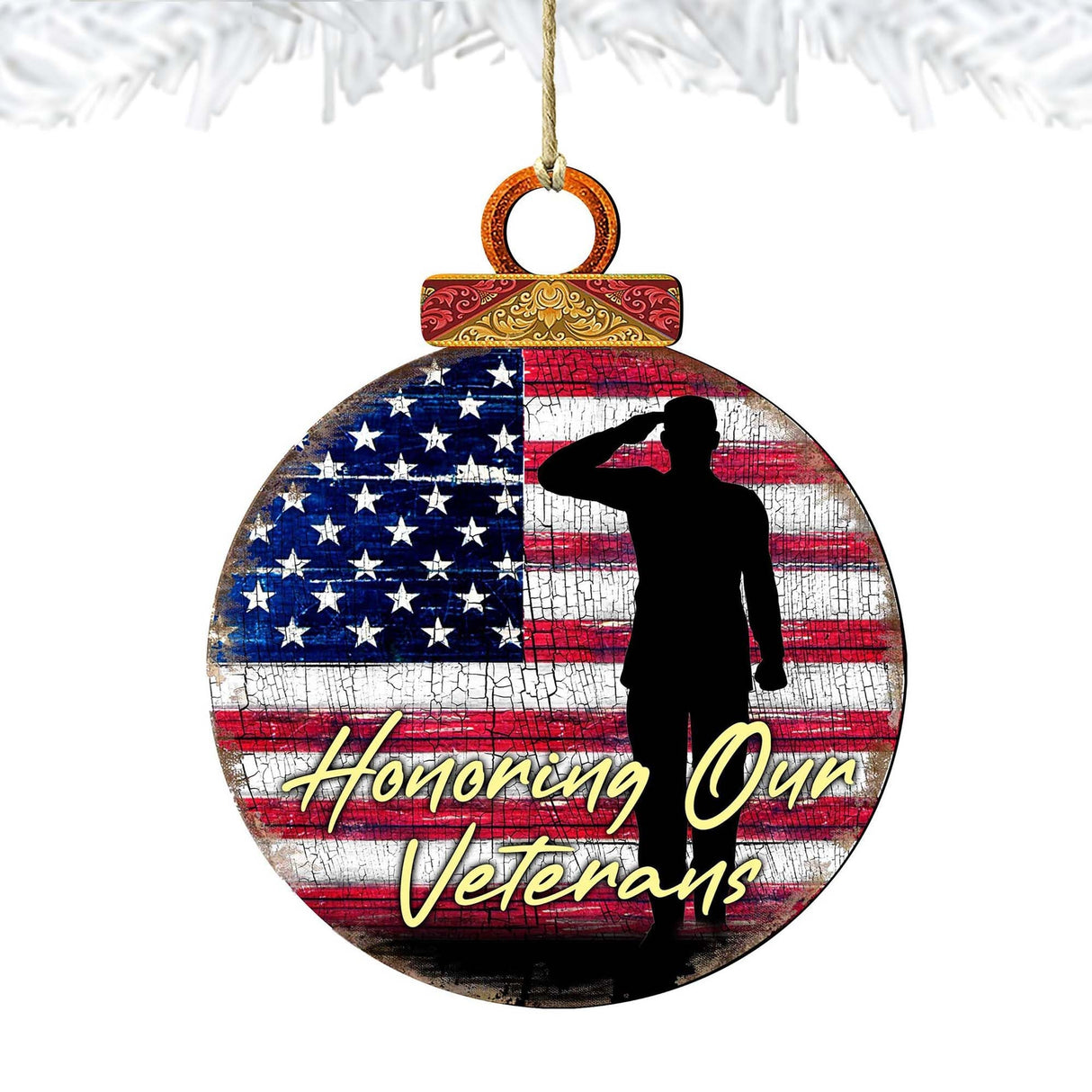Veterans Honor Ball Wooden Ornaments - International Decor - 8187103