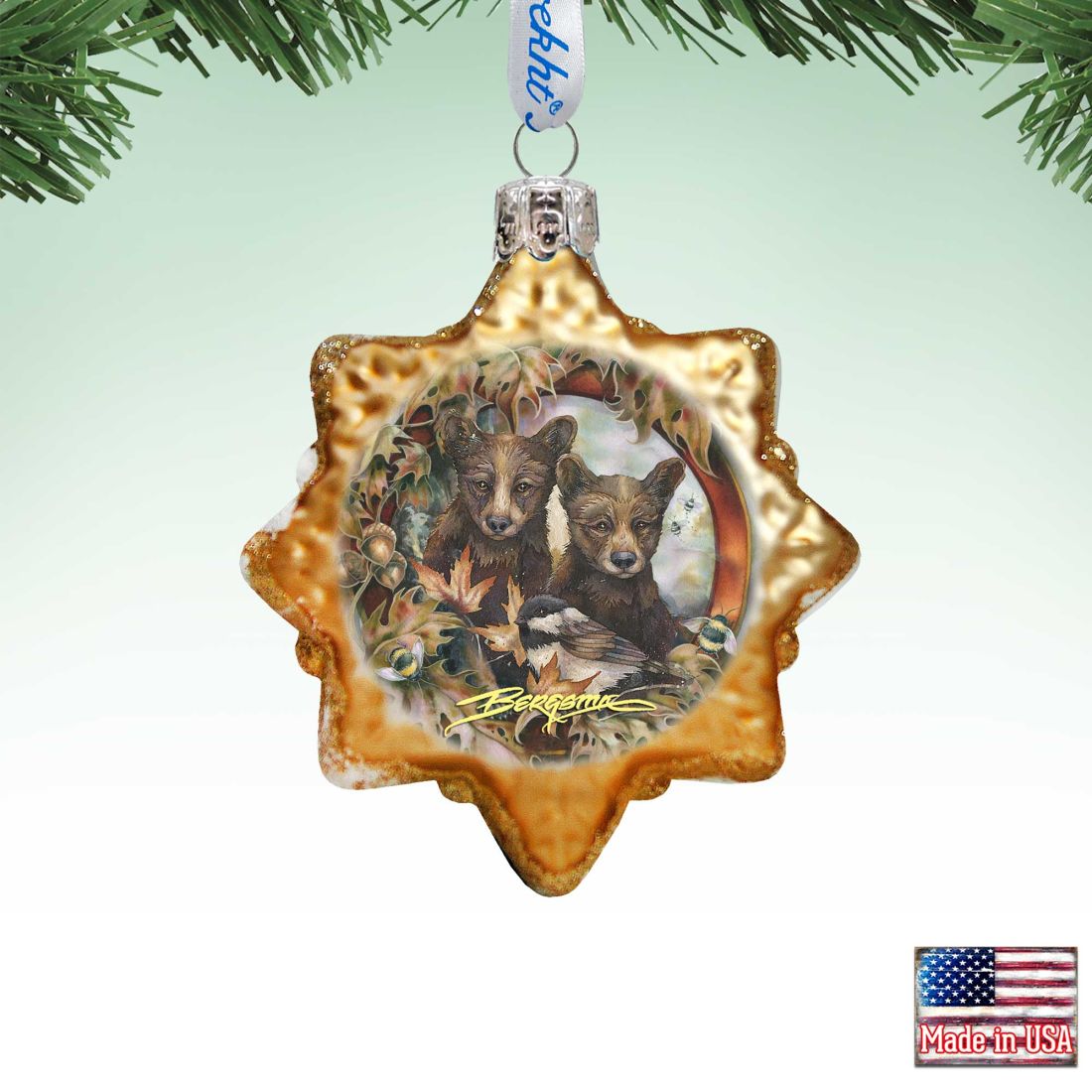 Adorno de vidrio de mercurio con cachorros de oso negro Simple Joys de J. Bergsma - Decoración navideña con animales salvajes - 7783850-JB