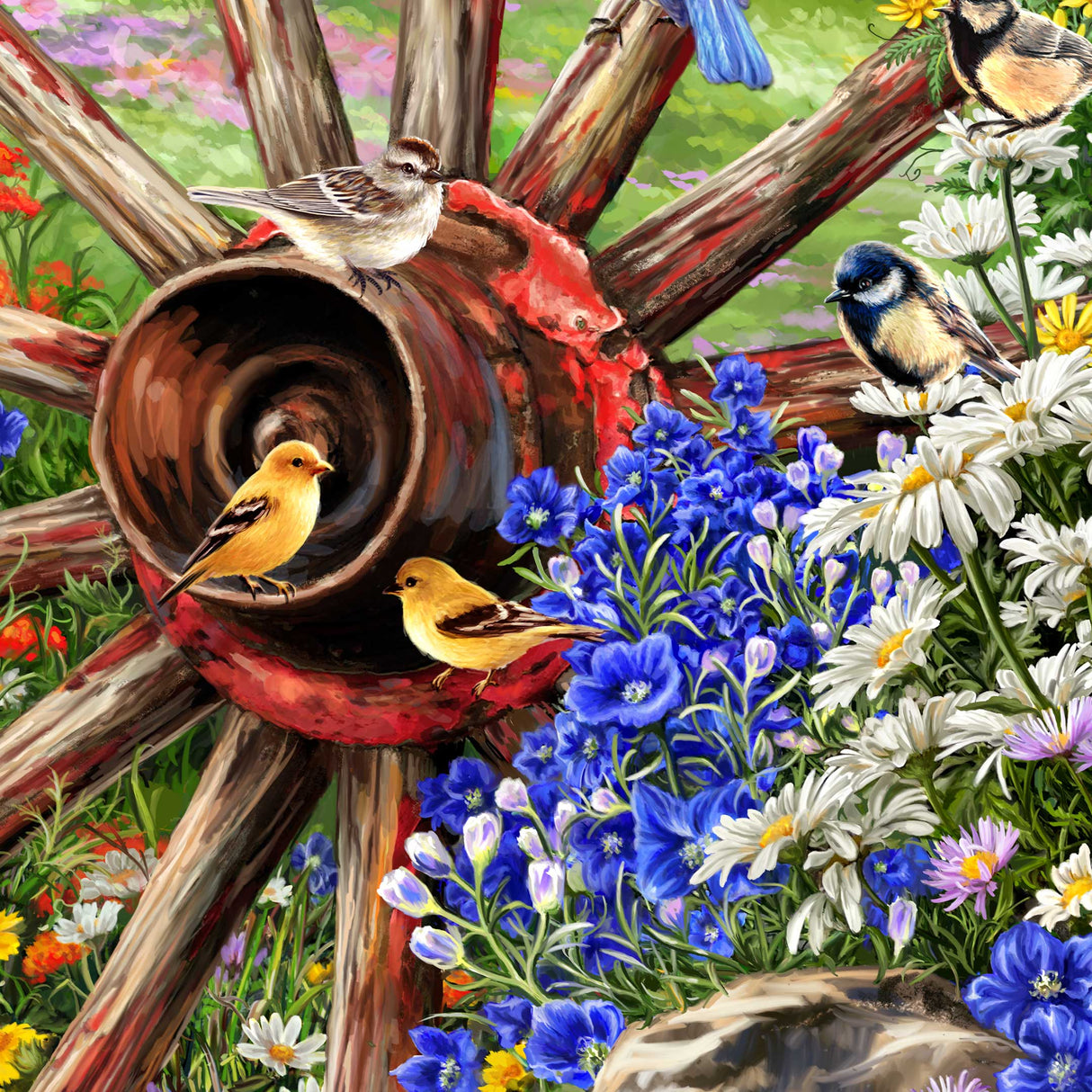 Arte mural de madera "La rueda de carreta" de D. Gelsinger - Family Love Decor - 95682B-DG