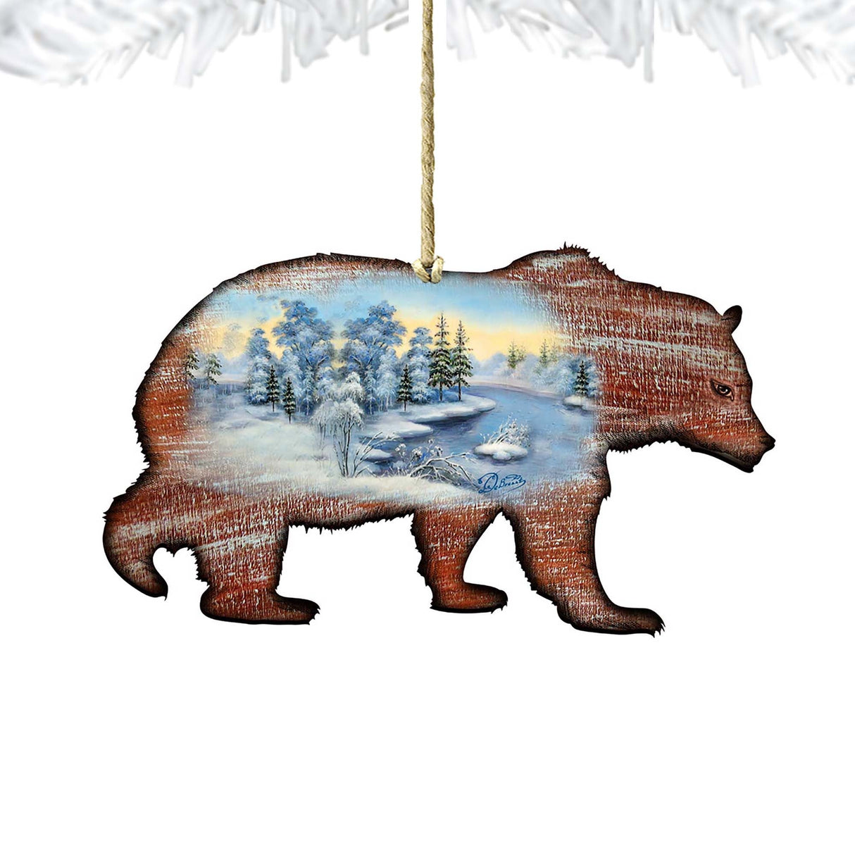 Adornos navideños de madera con diseño de oso grizzly de G. DeBrekht - Decoración navideña con temática de vida silvestre - 8198214