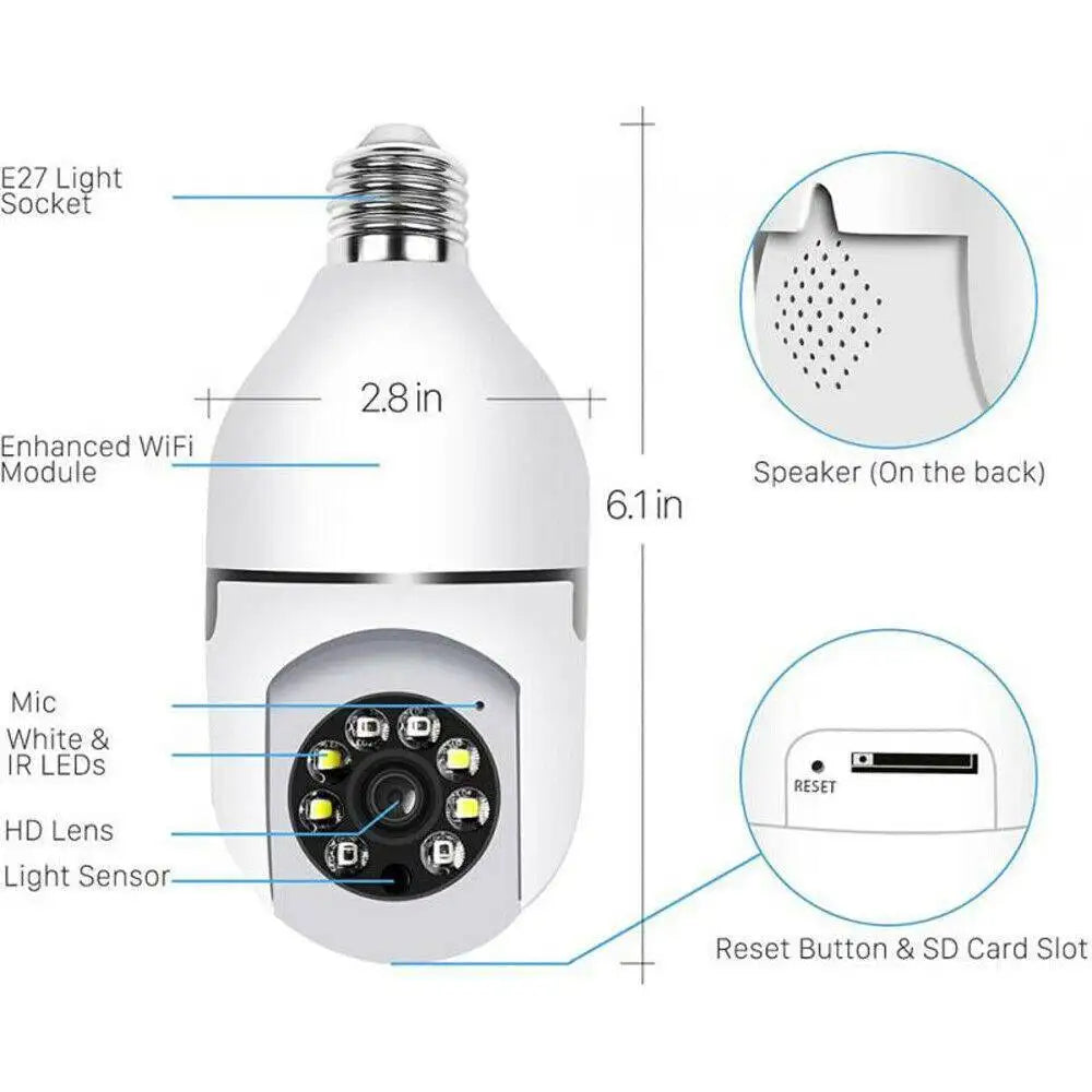 IR E27 Light Bulb Camera 1080P HD Wireless Wifi Smart Home Security Camera - Lootquake