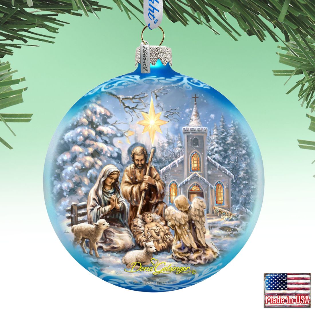 Nativity at the Chapel Glass Ornament Limited Edition by D. Gelsinger - Nativity Holiday Decor - 73895-1606