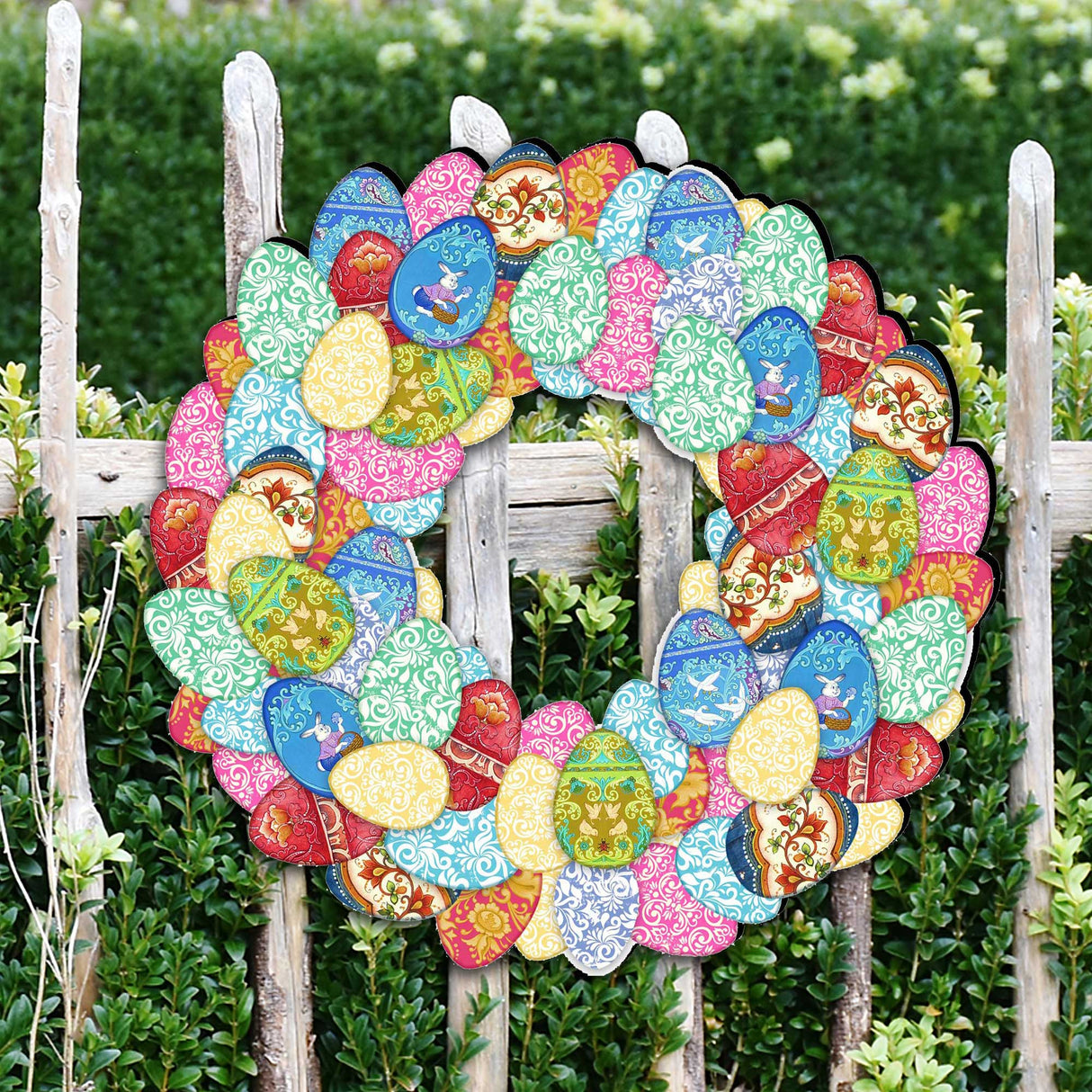 Easter Eggs Holiday Door Wreath by G. DeBrekht - Easter Spring Decor - 8185310H