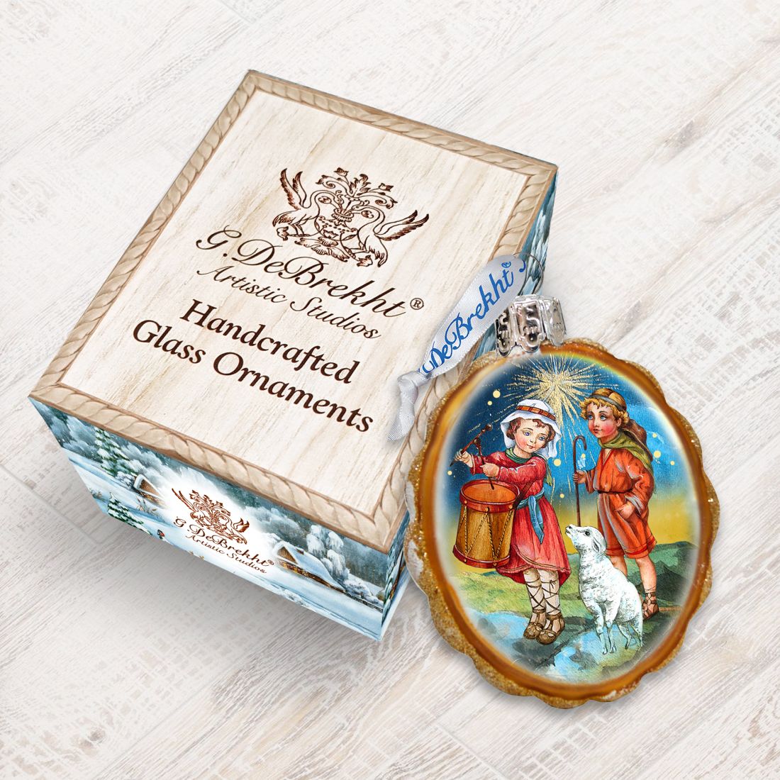 Drummer and Shepherd Boy Mercury Glass Ornament by G. DeBrekht - Nativity Holiday Decor - 772074