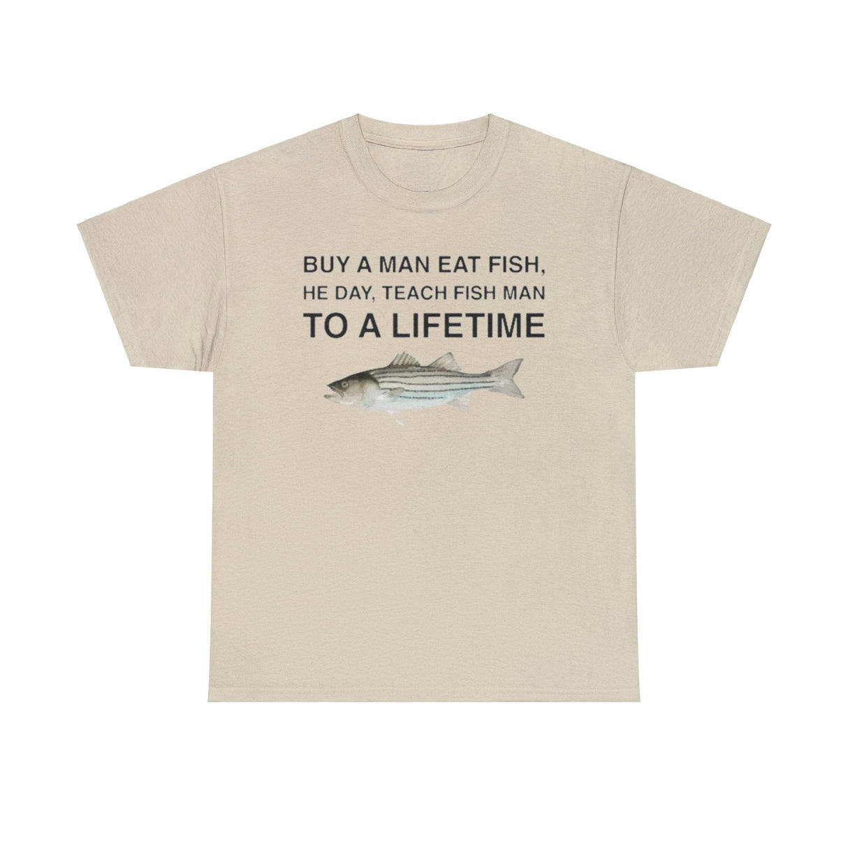 Compre una camiseta divertida del Día del Hombre Comiendo Pescado, Enseñe al Hombre Pescado