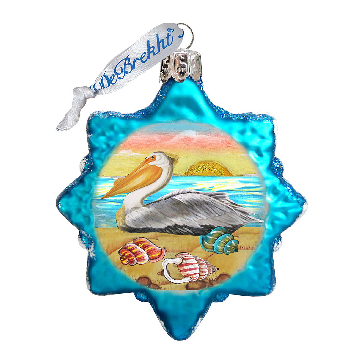 Adorno de cristal de mercurio con forma de estrella de pelícano de G. DeBrekht - Decoración navideña costera - 775478
