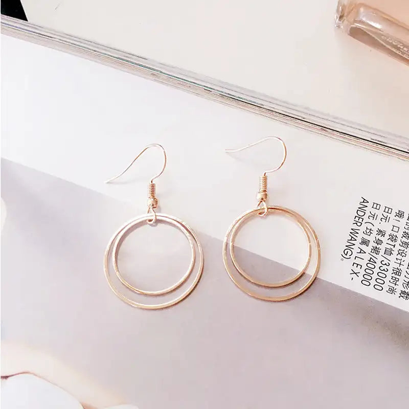 Metal Double-layer Geometric Small Circle - Lootquake