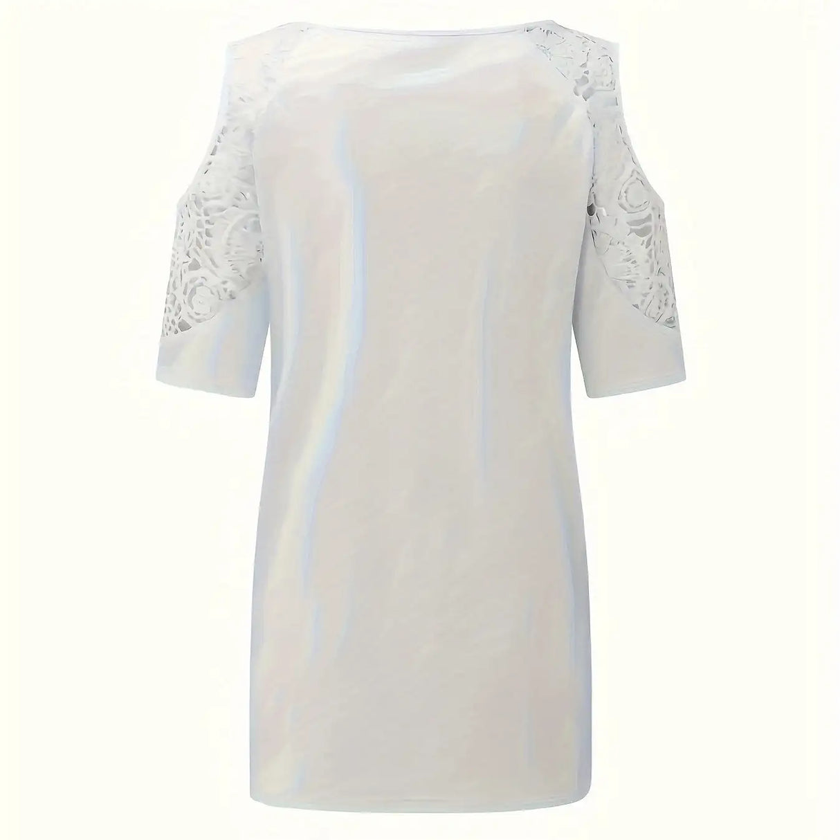 Women's V-neck Floral Print Contrasting Lace Off Shoulder Top - Lootquake