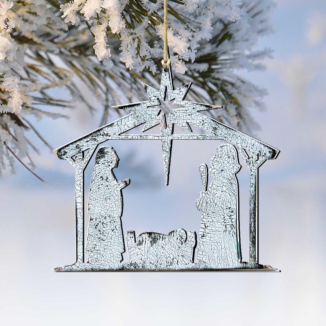 Adornos rústicos de madera para el Nacimiento con forma de estrella de G. DeBrekht - Decoración navideña - 8198851