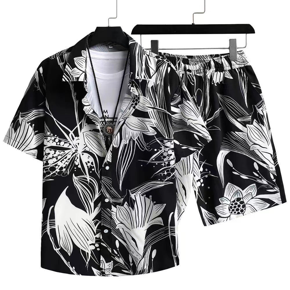 Men's Casual Suit 3D Digital Printing Short Sleeve Shirt Hawaii Suit - Lootquake