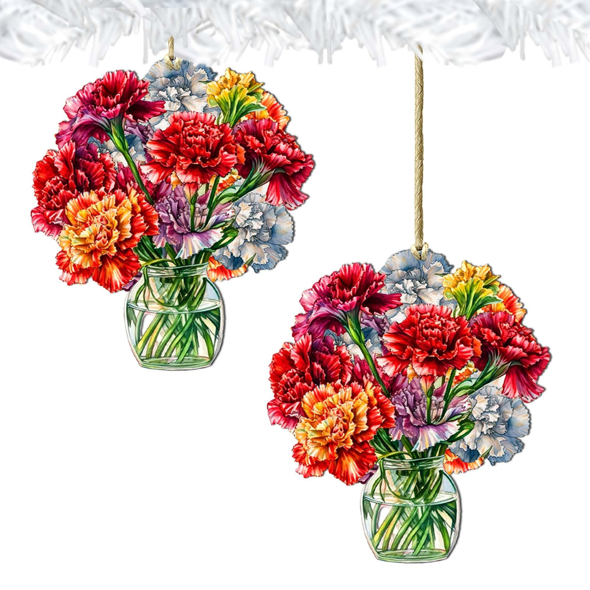 Flowers in the Vase Wooden Ornaments by G. Debrekht - Love Family Decor - 8688317