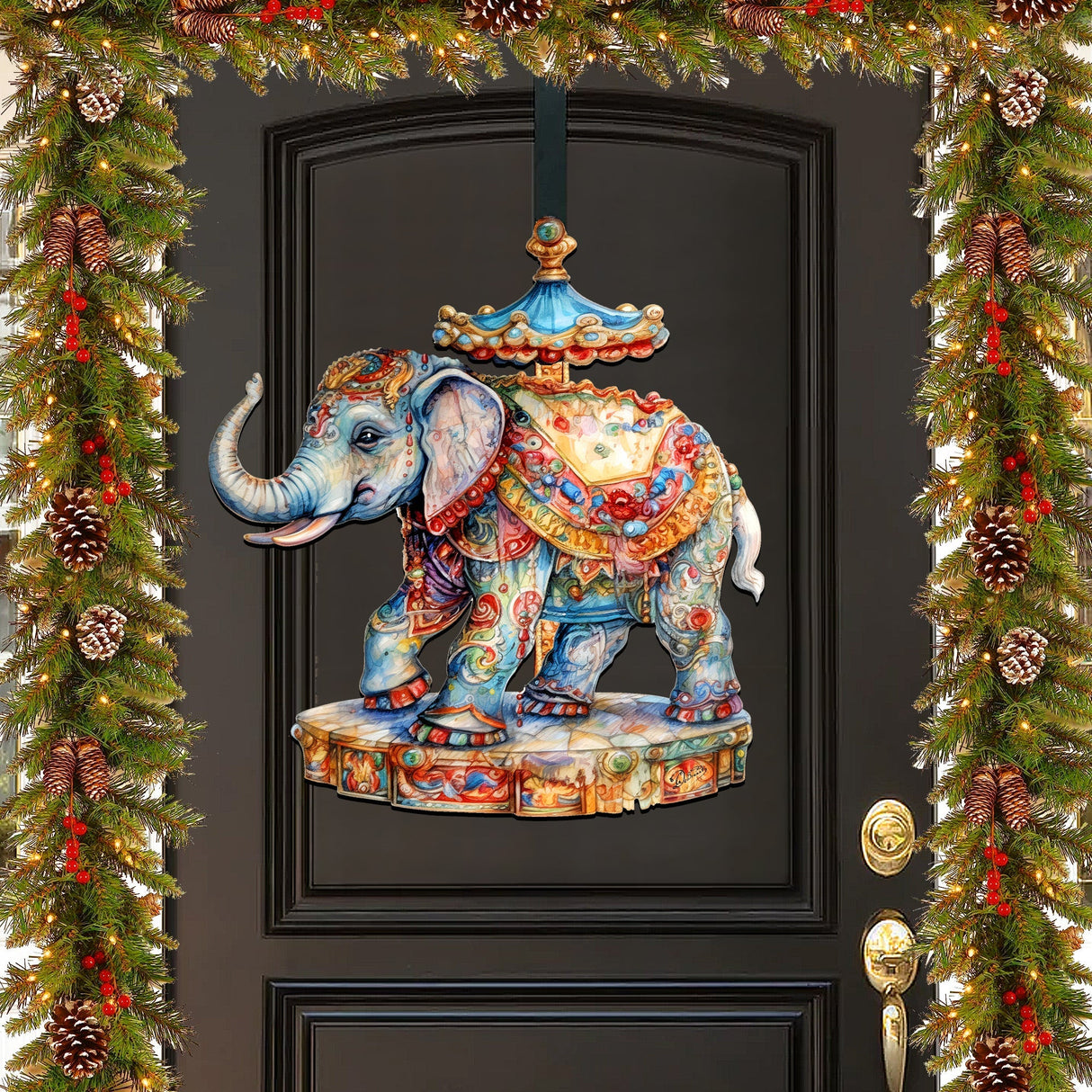 Carousel Elefant Holiday Door Decor by G. Debrekht - Christmas Decor - 8611029H