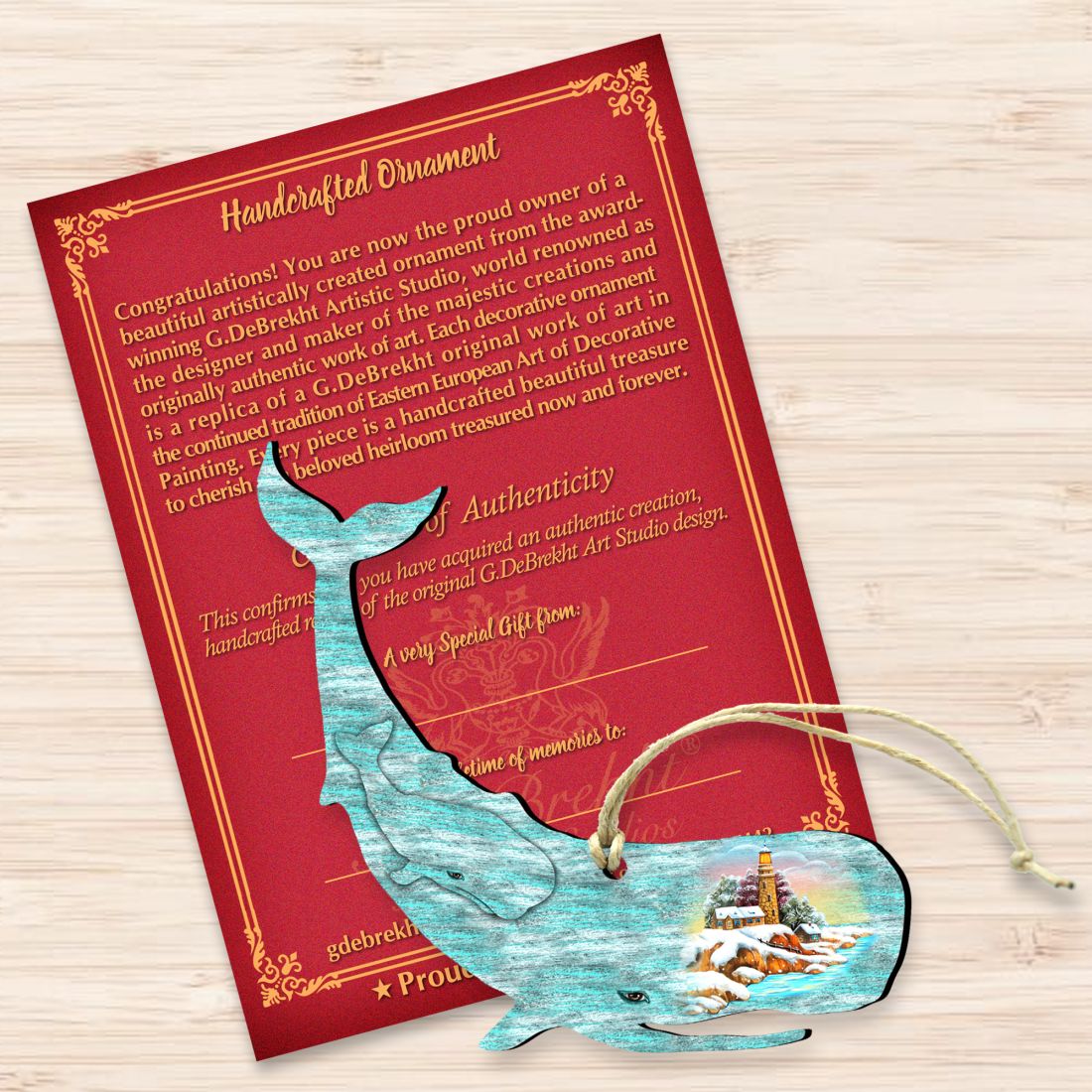 Adornos de madera de ballena de G. DeBrekht - Decoración navideña costera - 8198516