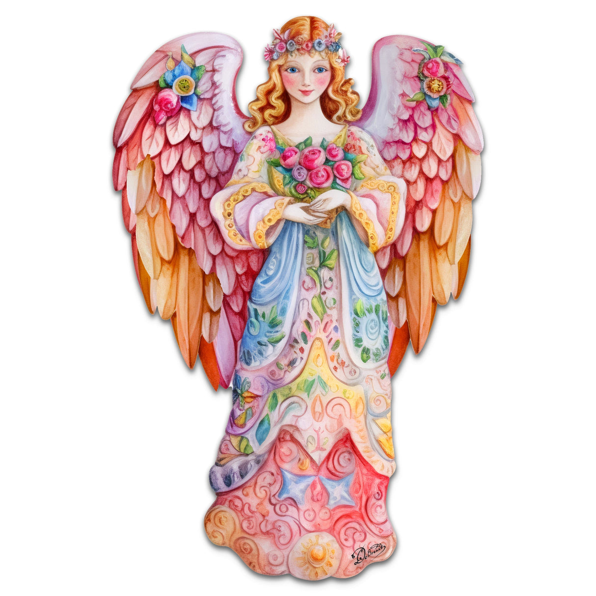 Ángel floral rosa para puerta, decoración navideña de G. Debrekht - 8611023H