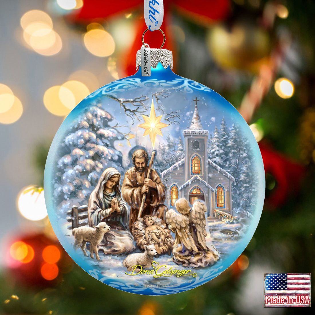 Nativity at the Chapel Glass Ornament Limited Edition by D. Gelsinger - Nativity Holiday Decor - 73895-1606