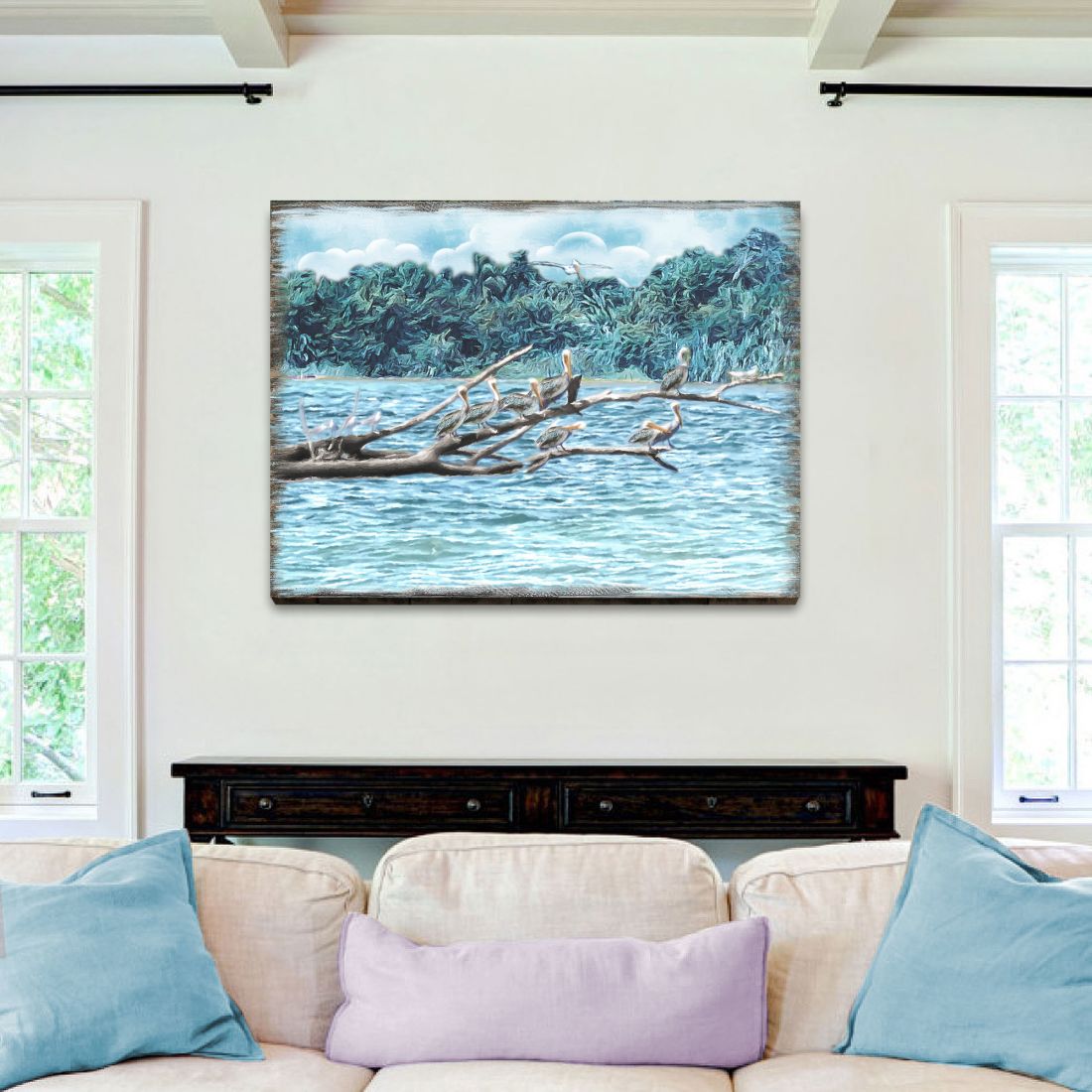 Island Paradise Seabirds Wooden Coastal Wall Art by Nature Wonders - Coastal Sea-Life Decor - 95252-7B