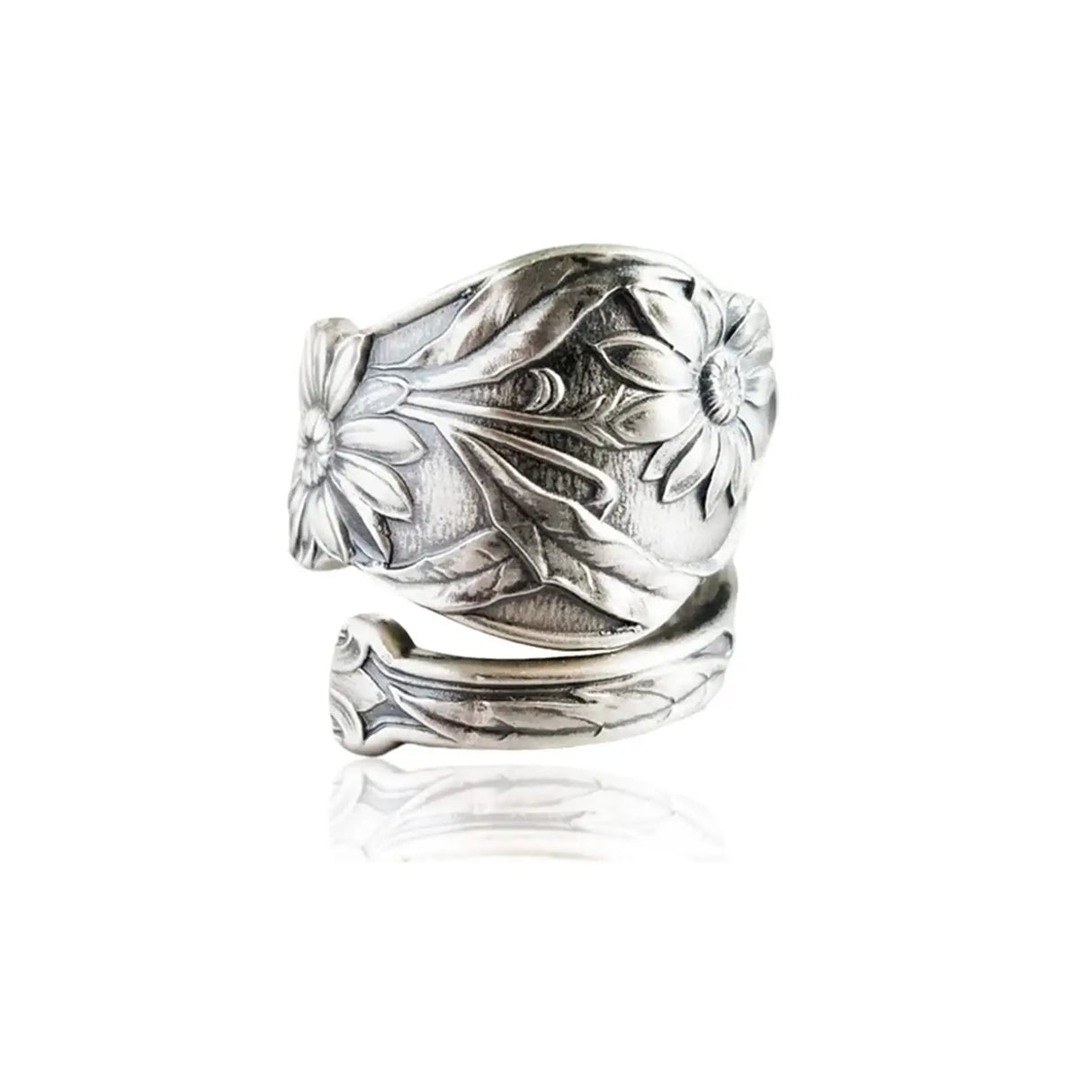 Carved Sunflower Retro Magnificent Open End Adjustable Women's Ring - Lootquake