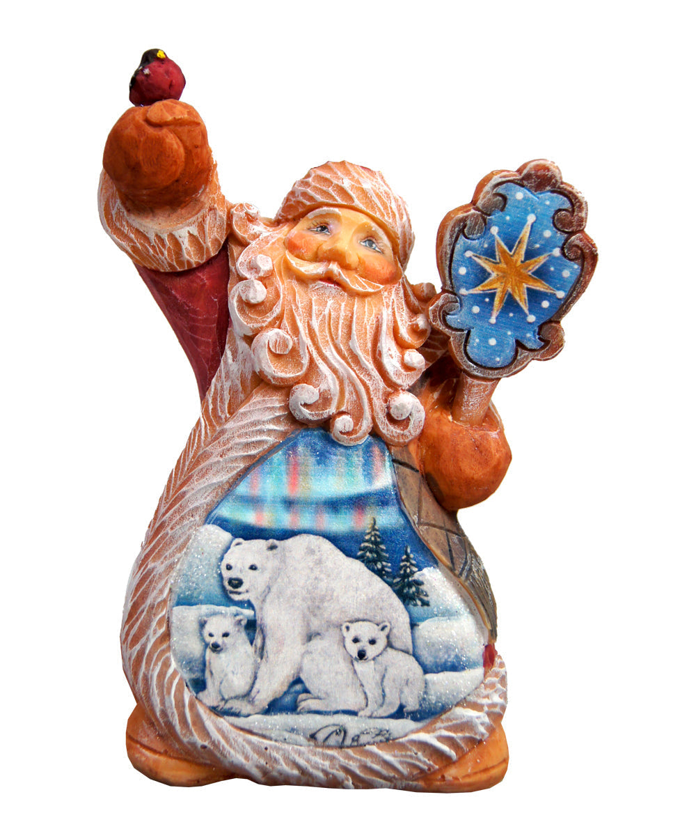 Figura navideña de oso polar de Papá Noel, esculpida y pintada a mano por G. DeBrekht - Decoración navideña con temática de vida silvestre - 661512