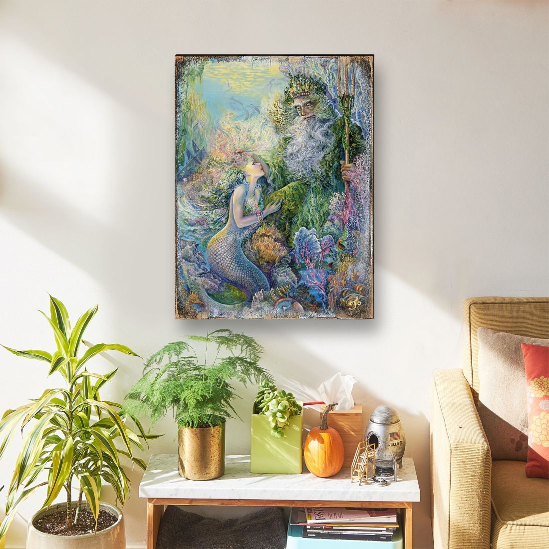 My Savior of The Sea Fantasy Wooden Wall Art by Josephine Wall - Fantasy Decor - 852139-JW