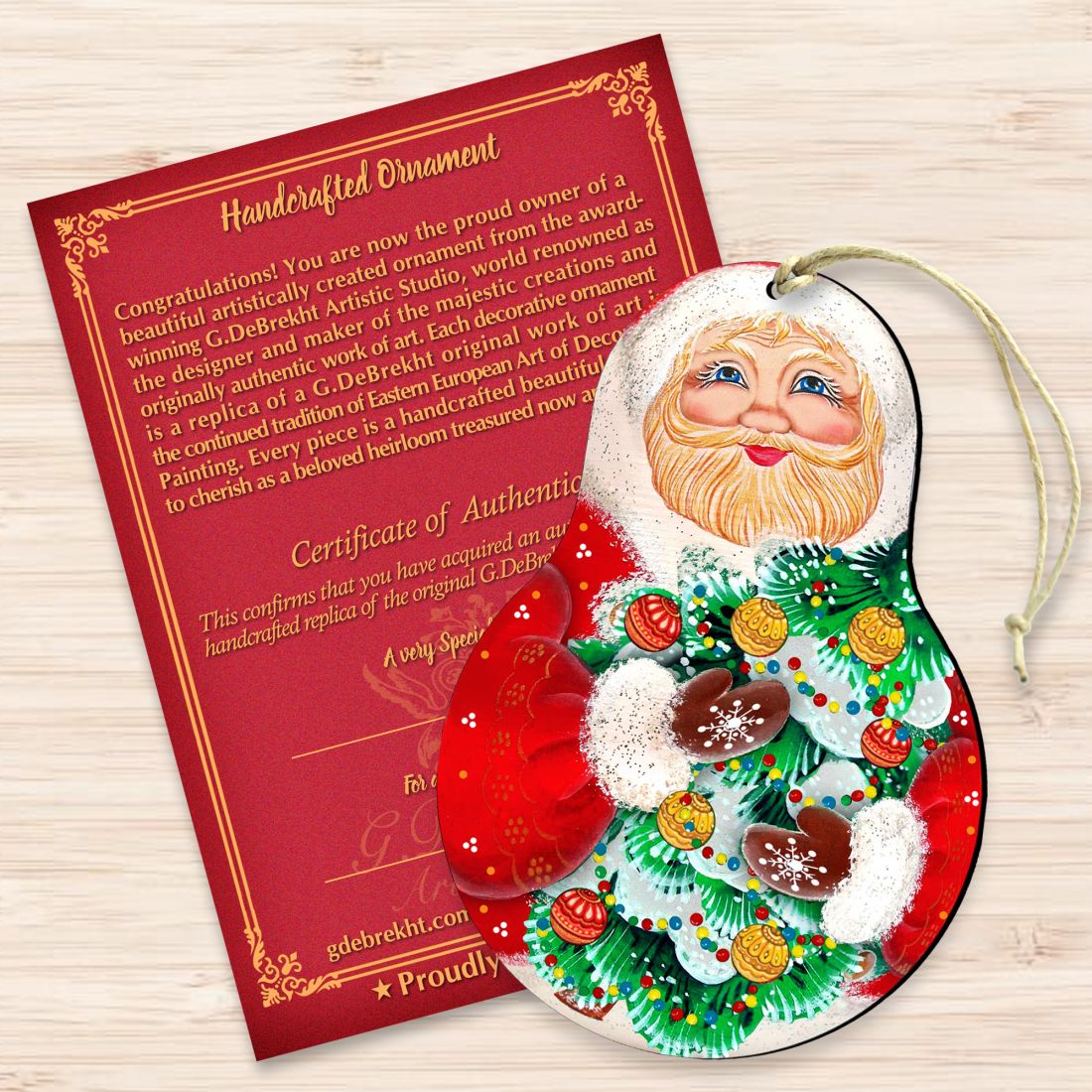 Adornos de madera para muñeco de nieve de Papá Noel de G. DeBrekht - Decoración navideña de Papá Noel - 8115011-2