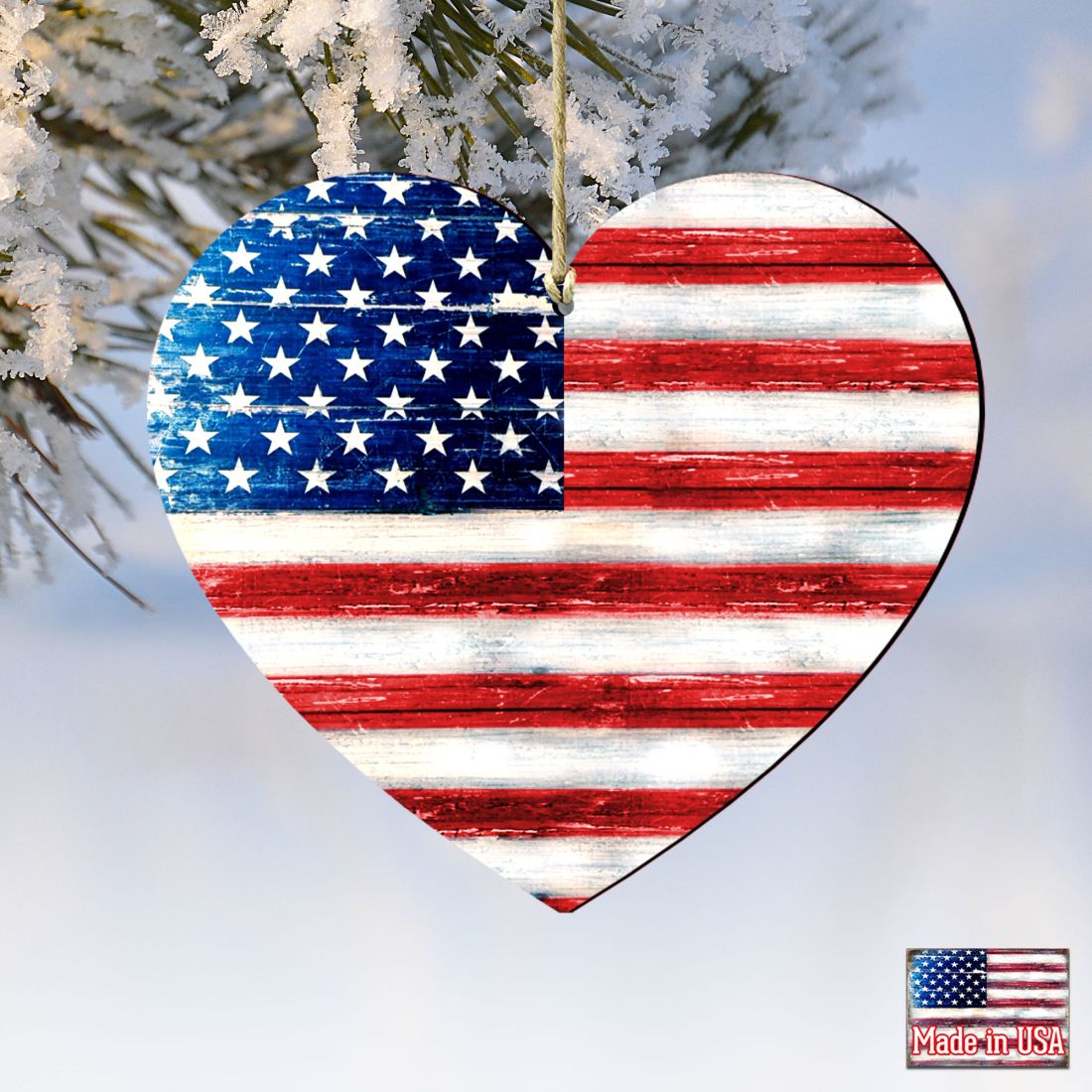 Flag Land that I Love Wooden Ornaments - American Patriotic Decor - 8198915