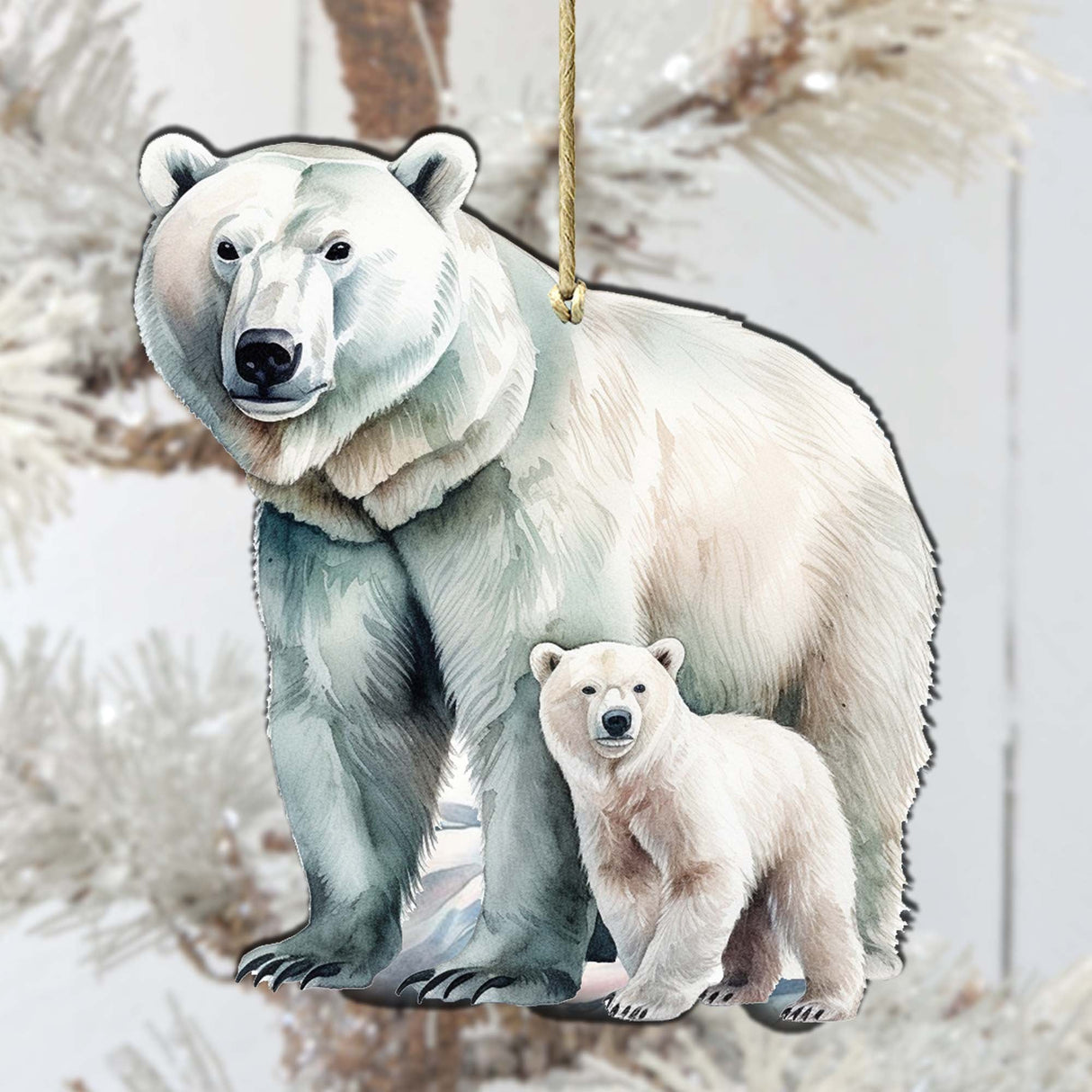 Adornos de madera de oso polar con cachorro de G.Debrekht - Decoración navideña con temática de vida silvestre - 8710105-3
