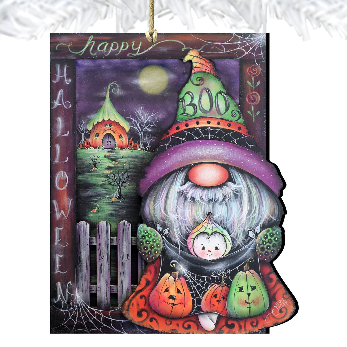 Boo Halloween Gnome Wooden Ornaments by Jamie Mills-Price Halloween Decor - 8611077-MP