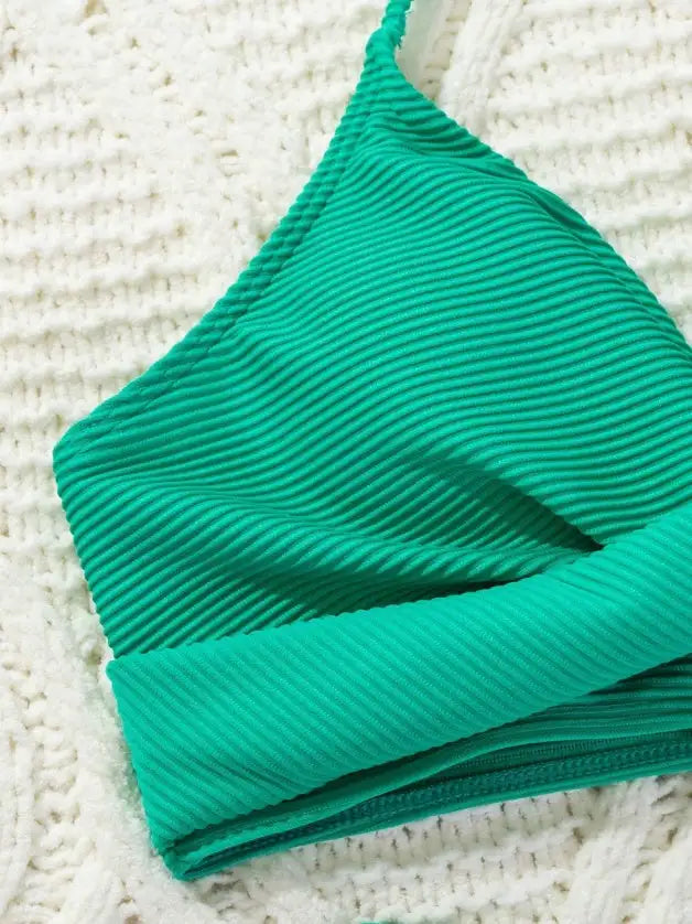 Women's Two-piece Casual Swimsuit P245 Green - Lootquake