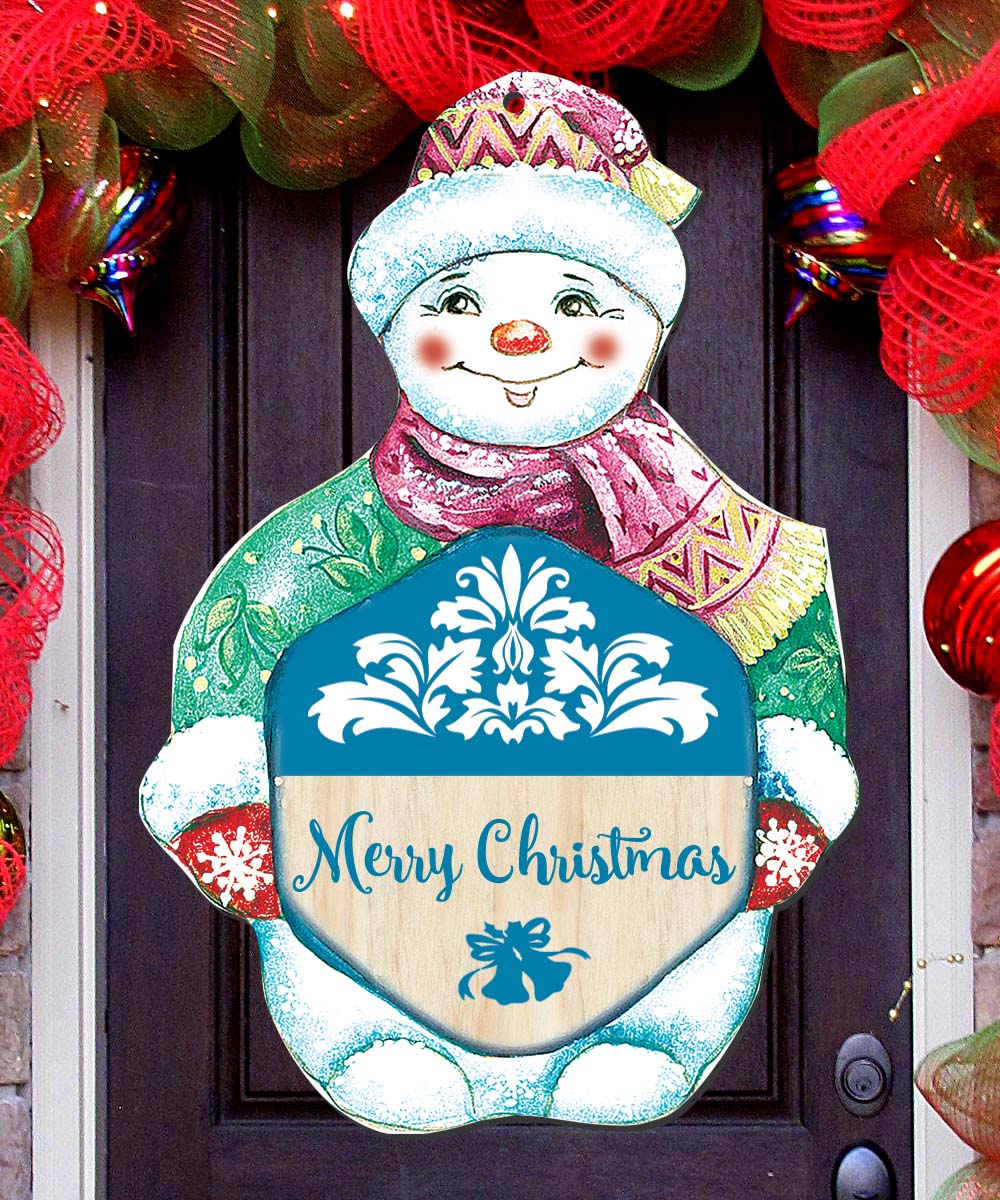 Decoración navideña de muñeco de nieve para puerta de G. DeBrekht - Decoración navideña de Papá Noel y muñeco de nieve - 8116101H