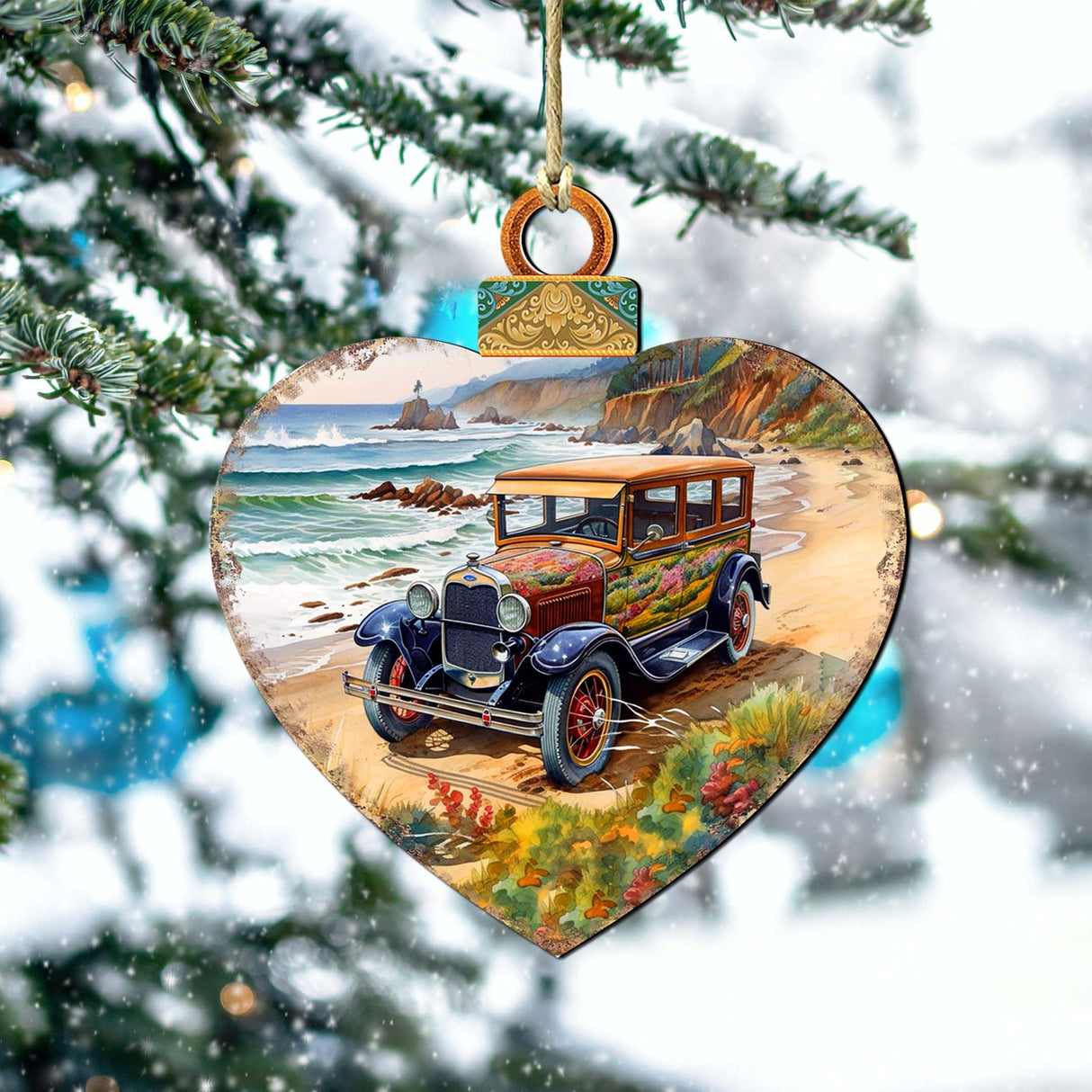 Coastal Decorations - Beach Cruiser Wooden Ornaments by G. Debrekht Coastal Holiday Decor - 8688175