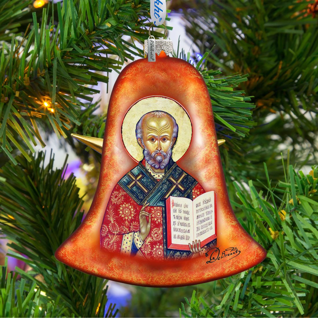 Nativity icon Glass Ornament Set of 3 by G. DeBrekht - Nativity Holiday Decor - 73751-B3