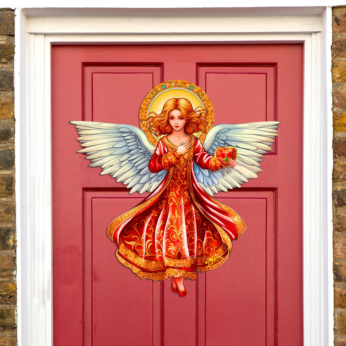 Ángel con amor, decoración navideña para puerta de G. Debrekht - Decoración navideña de la Natividad - 8652816H