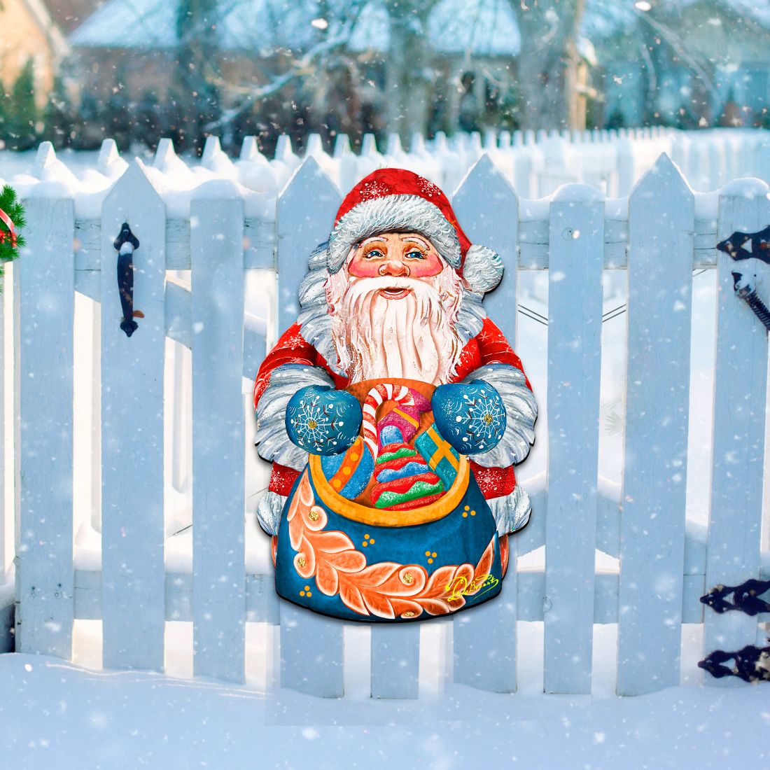 Birdie Santa Christmas Door Decor by G. DeBrekht - Christmas Santa Snowman Decor - 8117902H