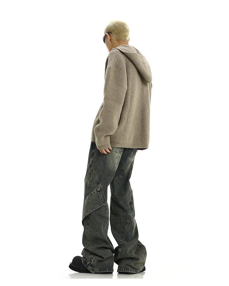 American Retro Distressed Yellow Mud Washed Jeans - Lootquake