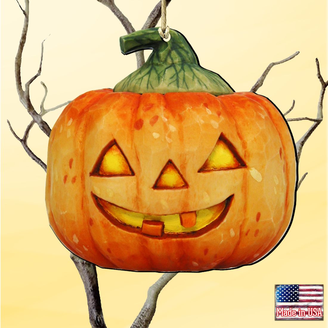 Halloween Pumpkin Wooden Ornaments by G. DeBrekht - Thanksgiving Halloween Decor - 8158414-0